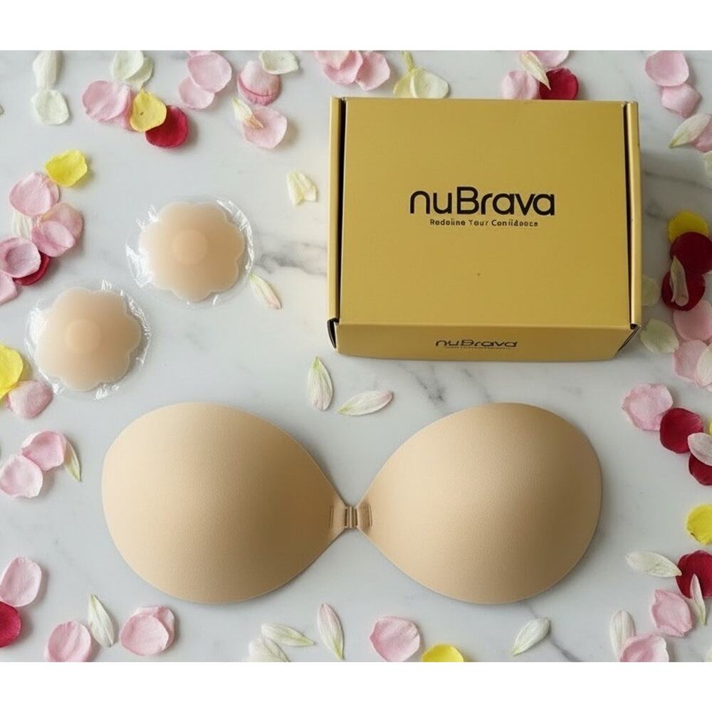 NuBrava Fabric Adhesive Bra And Nipple Covers Nude B Cup